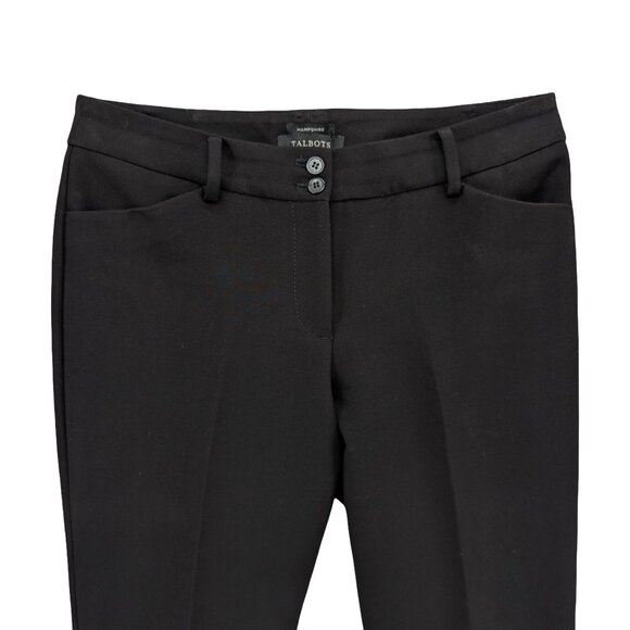 Talbots Hampshire Pants Womens Solid Black Flat Front Stretch Size 6P - Picture 3 of 11